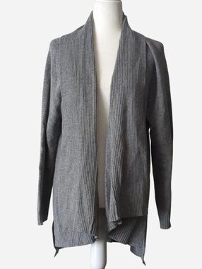 J.Jill Pure Jill Gray Ribbed Open Front Cardigan Sweater - Women's Large
